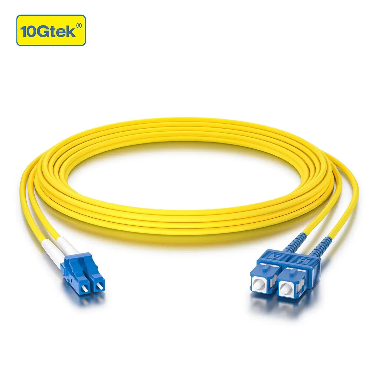 10Gtek Fiber Patch Cable - LC to SC OS2 1G/10G Singlemode Duplex 3m | High-Quality Cost-Effective Fiber Optic Cord - view 2