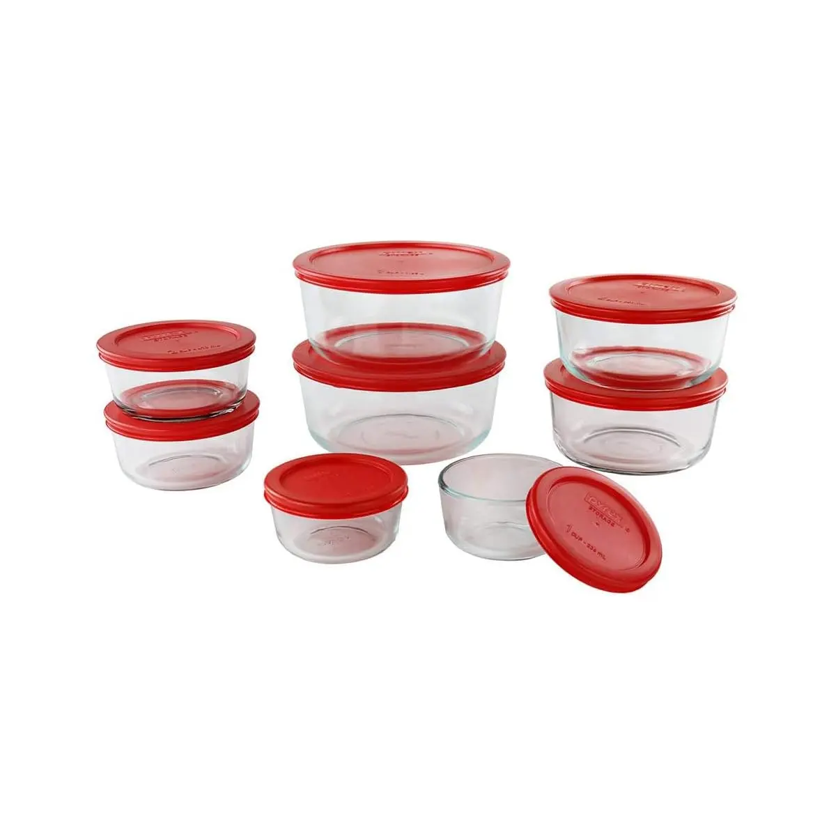 Pyrex Simply Store 8-Pack Glass Food Storage Containers Set with Lids | 16-Piece Set with Airtight Seals - main product image