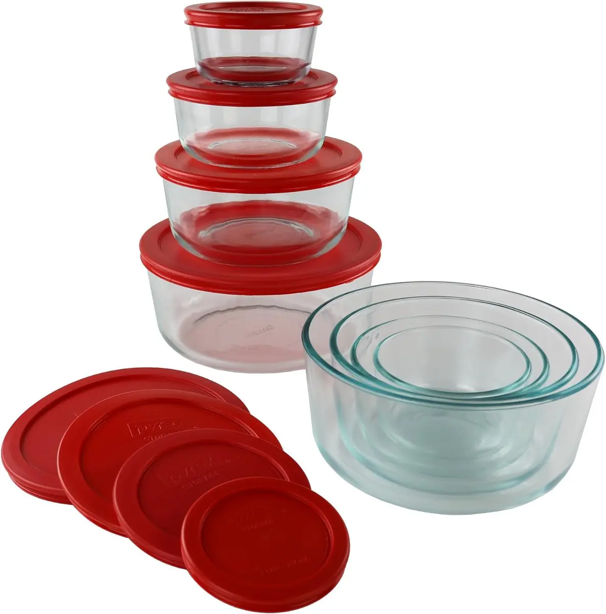 Pyrex Simply Store 8-Pack Glass Food Storage Containers Set with Lids | 16-Piece Set with Airtight Seals - view 3