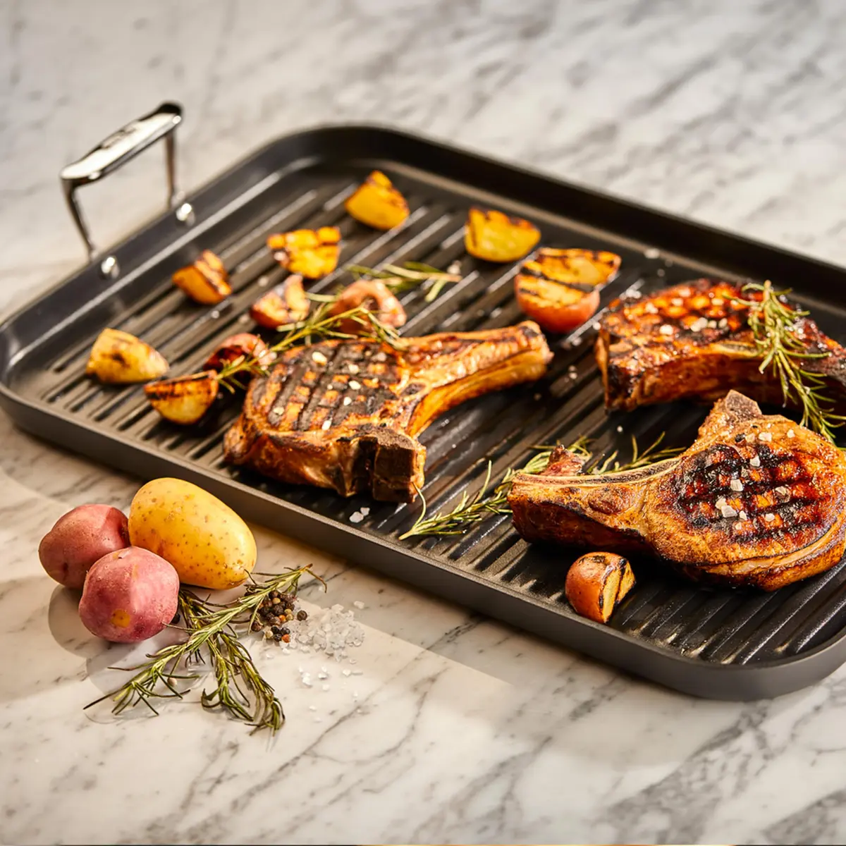 All-Clad HA1 Nonstick 13"x20" Double Burner Grill Pan | Professional Searing & Easy Cleaning - view 2