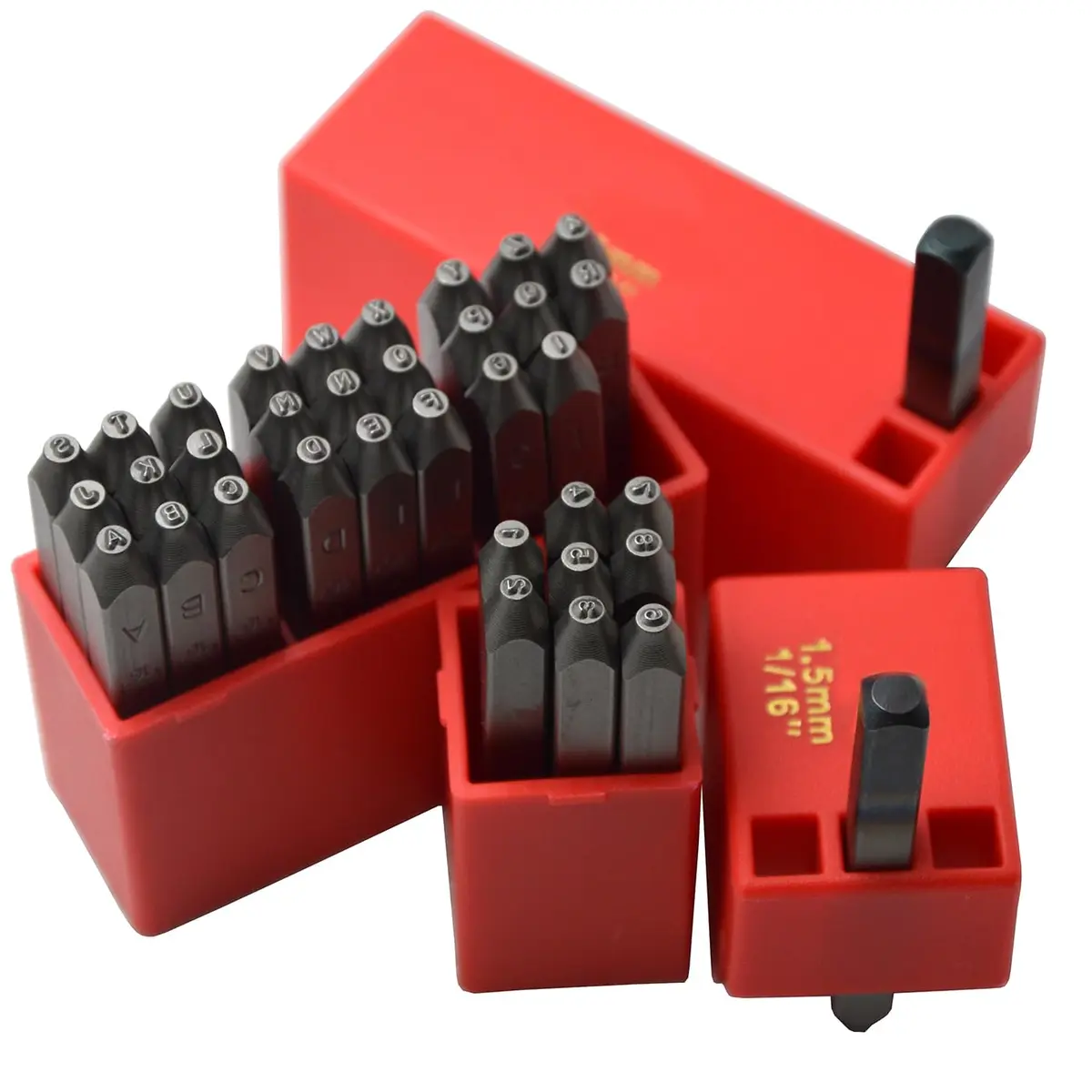 WKSTOOL Heavy Duty Steel Stamp Set 36pcs | Precise Metal & Leather Impressions, 1.5mm Letters & Numbers - main product image