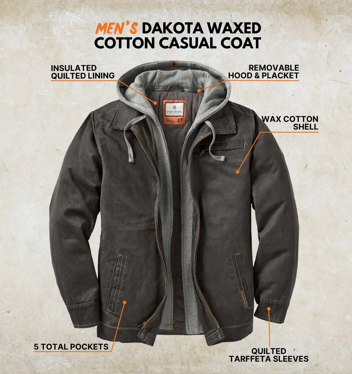 Legendary Whitetails Casual Coat Waxed Cotton Water Resistant Jacket | Rugged, Water-Resistant & Versatile (70-120 chars) - view 4