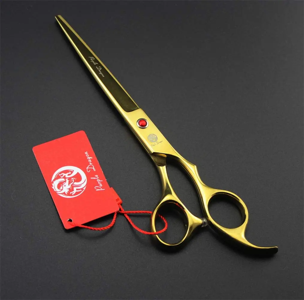 Purple Dragon 7" Dog Grooming Scissors Set with Rhinestone Accent - Golden | Sharp, Durable, Ice Calcined Japan Steel - view 5