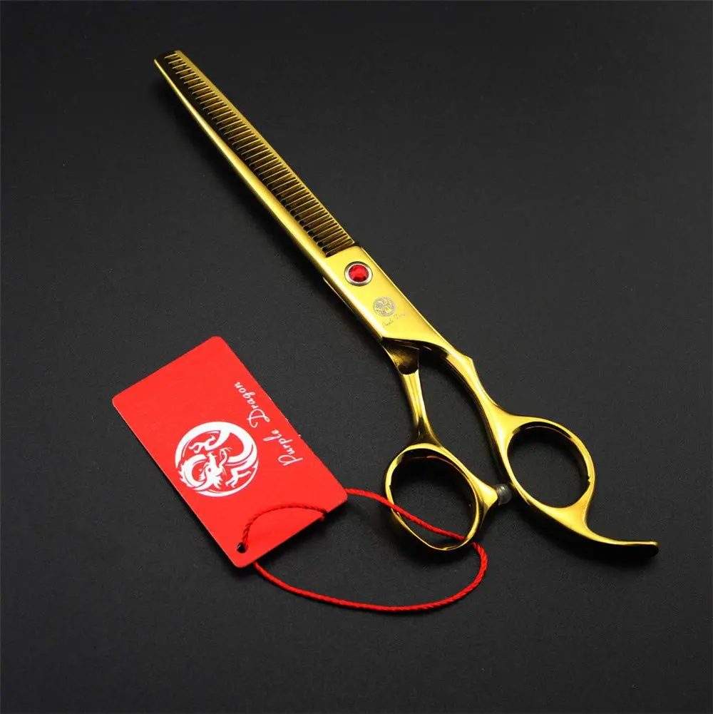 Purple Dragon 7" Dog Grooming Scissors Set with Rhinestone Accent - Golden | Sharp, Durable, Ice Calcined Japan Steel - view 6
