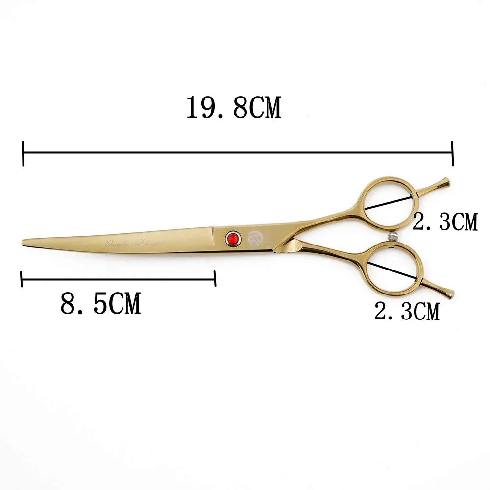 Purple Dragon 7" Dog Grooming Scissors Set with Rhinestone Accent - Golden | Sharp, Durable, Ice Calcined Japan Steel - view 3