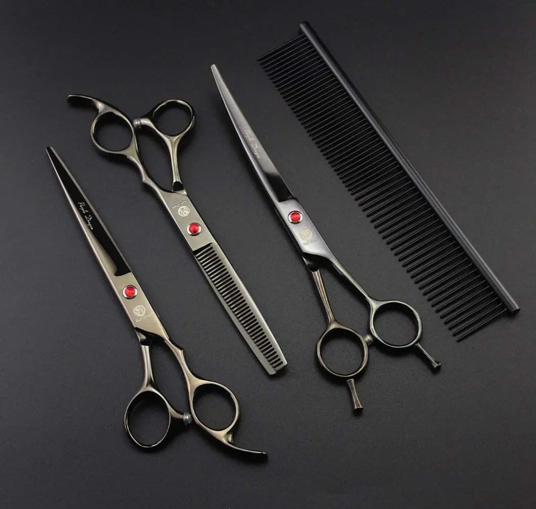 Purple Dragon Pet Grooming Scissors Set with Rhinestone Accent - Gray | 7" Stainless Steel Shears for Dogs & Cats - view 6