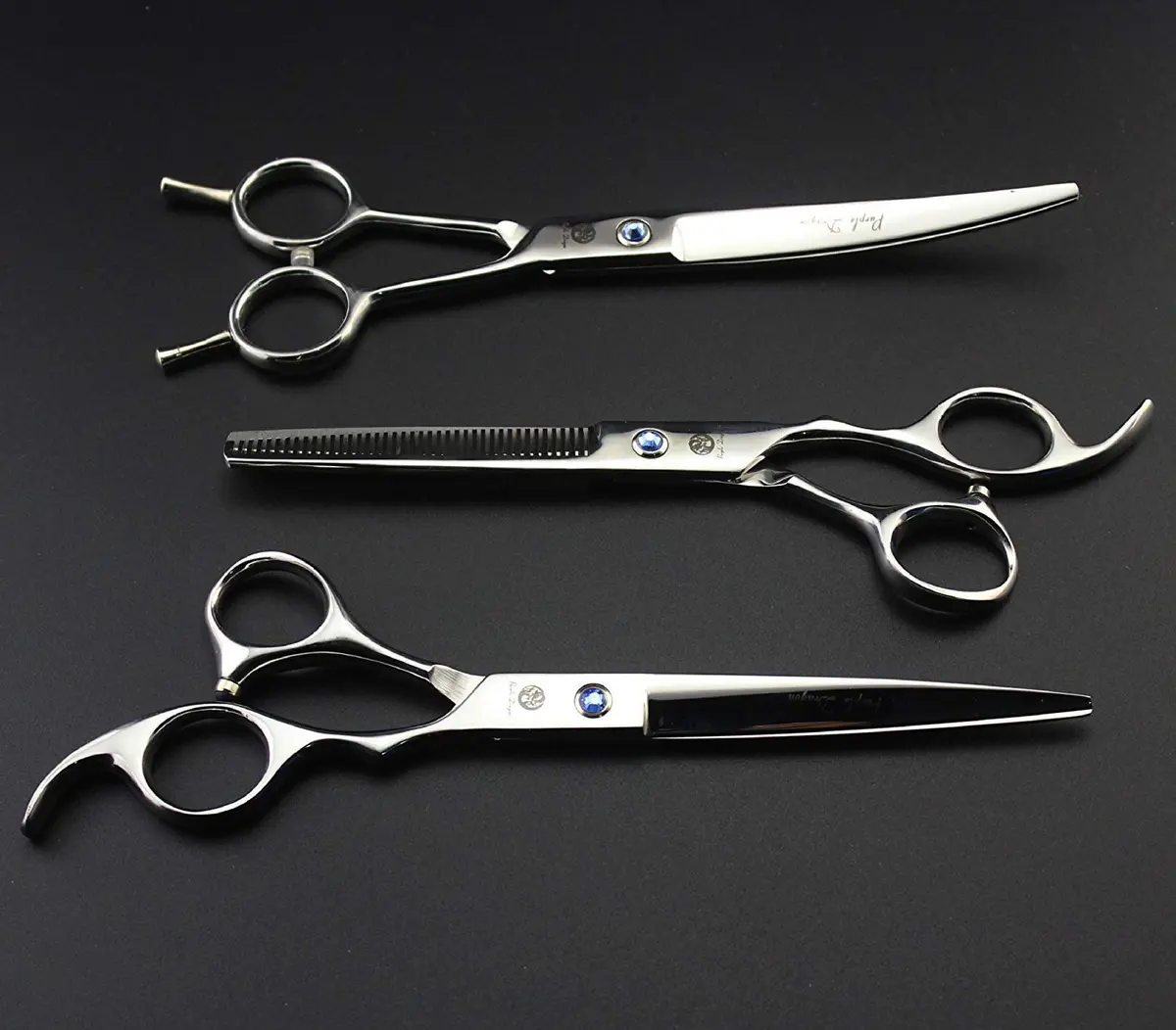 Purple Dragon Pet Grooming Scissors Set with Rhinestone Accent, 7" | Sharp, Durable, Professional - view 5
