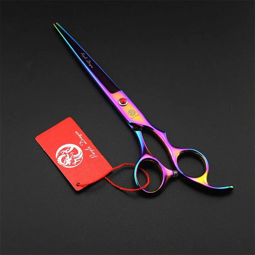 Purple Dragon 7" Dog Grooming Scissors Set with Rhinestone Accent - Rainbow | Sharp, Durable & Professional - view 5