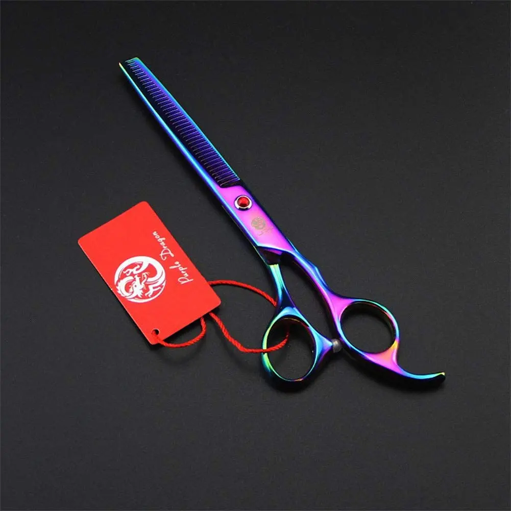 Purple Dragon 7" Dog Grooming Scissors Set with Rhinestone Accent - Rainbow | Sharp, Durable & Professional - view 6