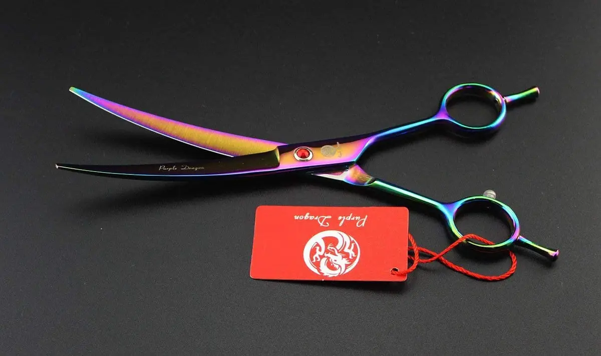 Purple Dragon 7" Dog Grooming Scissors Set with Rhinestone Accent - Rainbow | Sharp, Durable & Professional - view 7
