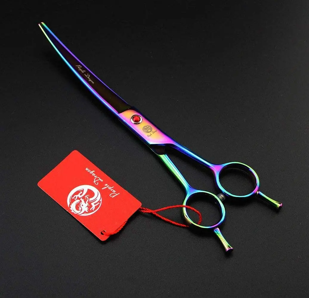 Purple Dragon 7" Dog Grooming Scissors Set with Rhinestone Accent - Rainbow | Sharp, Durable & Professional - view 8