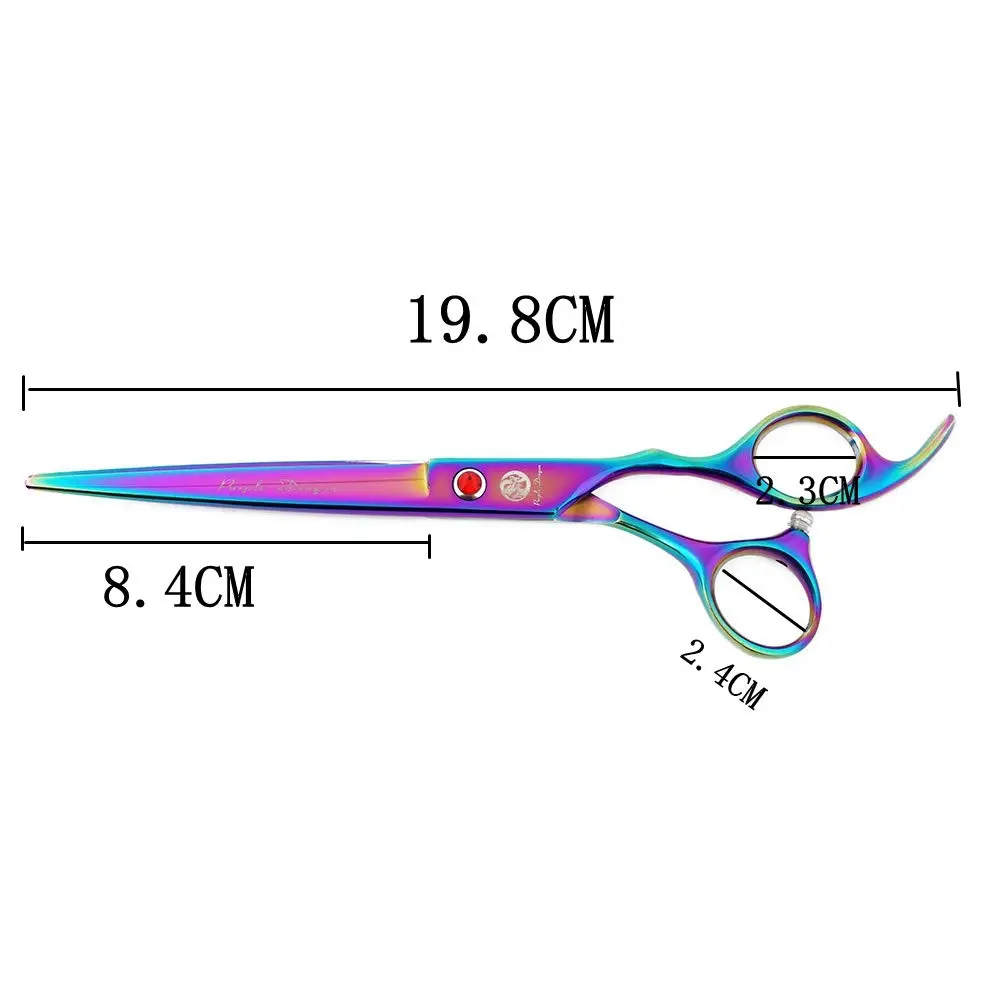 Purple Dragon 7" Dog Grooming Scissors Set with Rhinestone Accent - Rainbow | Sharp, Durable & Professional - view 2