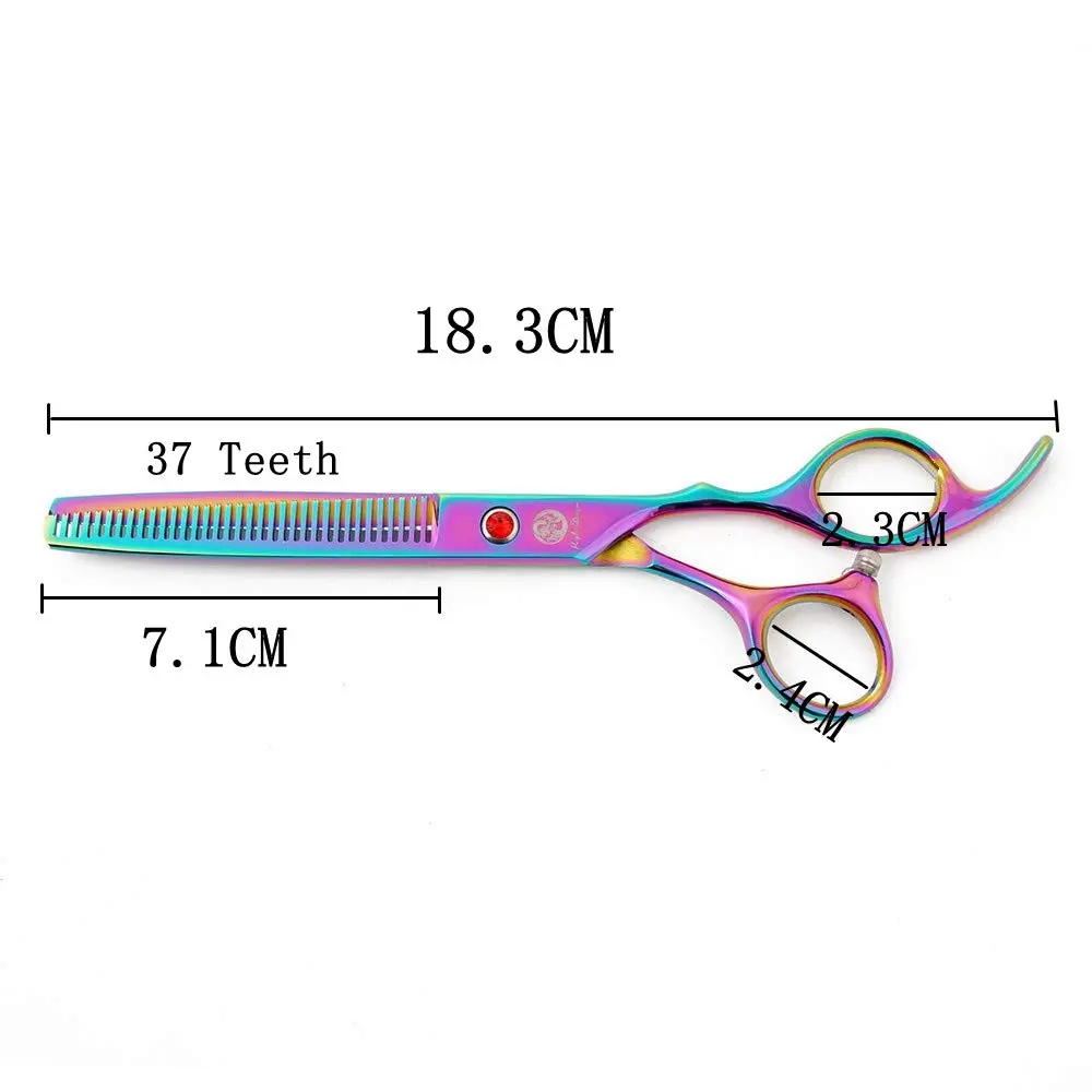 Purple Dragon 7" Dog Grooming Scissors Set with Rhinestone Accent - Rainbow | Sharp, Durable & Professional - view 3