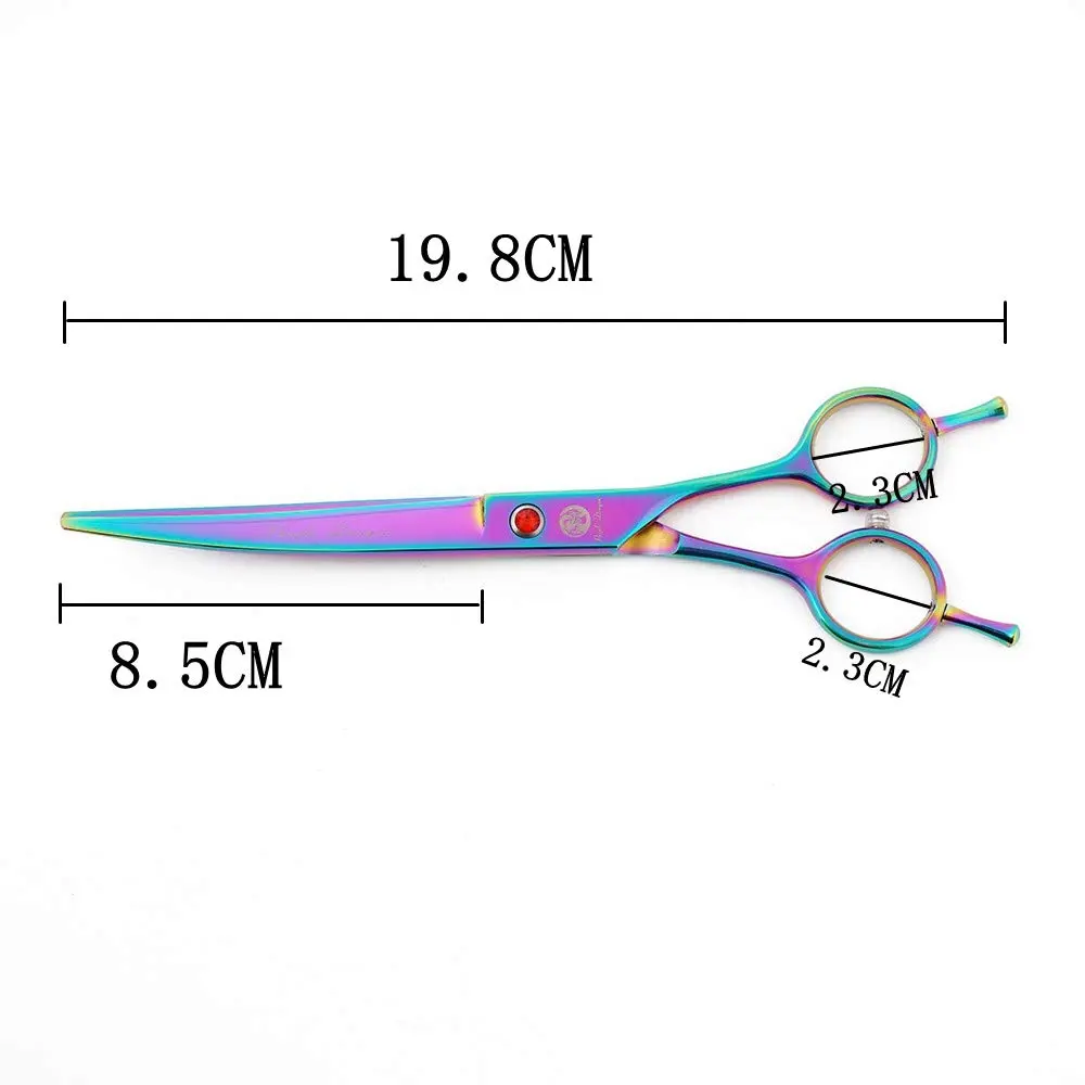 Purple Dragon 7" Dog Grooming Scissors Set with Rhinestone Accent - Rainbow | Sharp, Durable & Professional - view 4