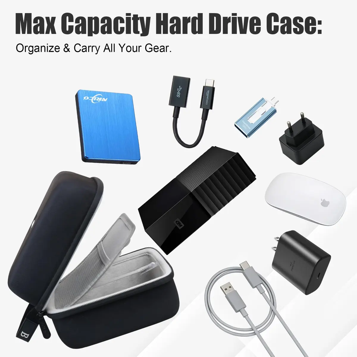 BOVKE Case for Western Digital Elements/My Book Desktop External Hard Drive | Durable Waterproof Shockproof Dust-Free Travel Protection (70-120 chars) - view 4