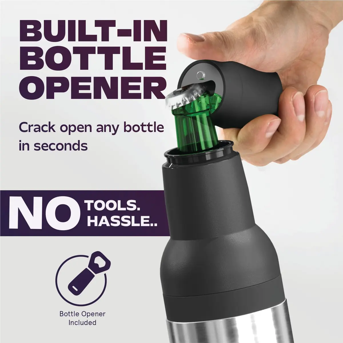 Asobu Frosty Beer Holder 590ml (20 Fl Oz) | Vacuum Insulated Stainless Steel Can & Bottle Cooler with Built-in Opener - view 4