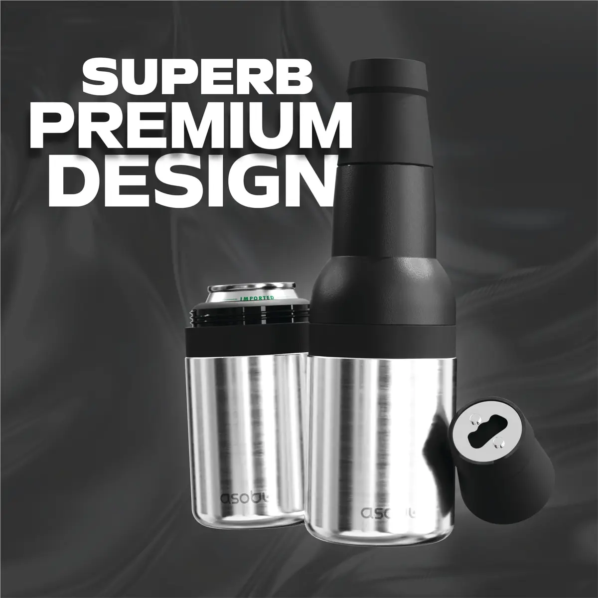 Asobu Frosty Beer Holder 590ml (20 Fl Oz) | Vacuum Insulated Stainless Steel Can & Bottle Cooler with Built-in Opener - view 5