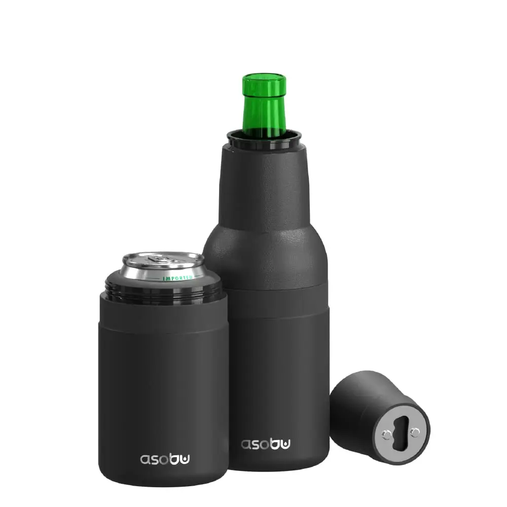 Asobu Frosty Beer Holder 2 Go Vacuum Insulated Stainless Steel Beer Can and Bottle Cooler with Built-in Opener, 12oz (355ml) | Keeps Drinks Cold for 12 Hours - main product image
