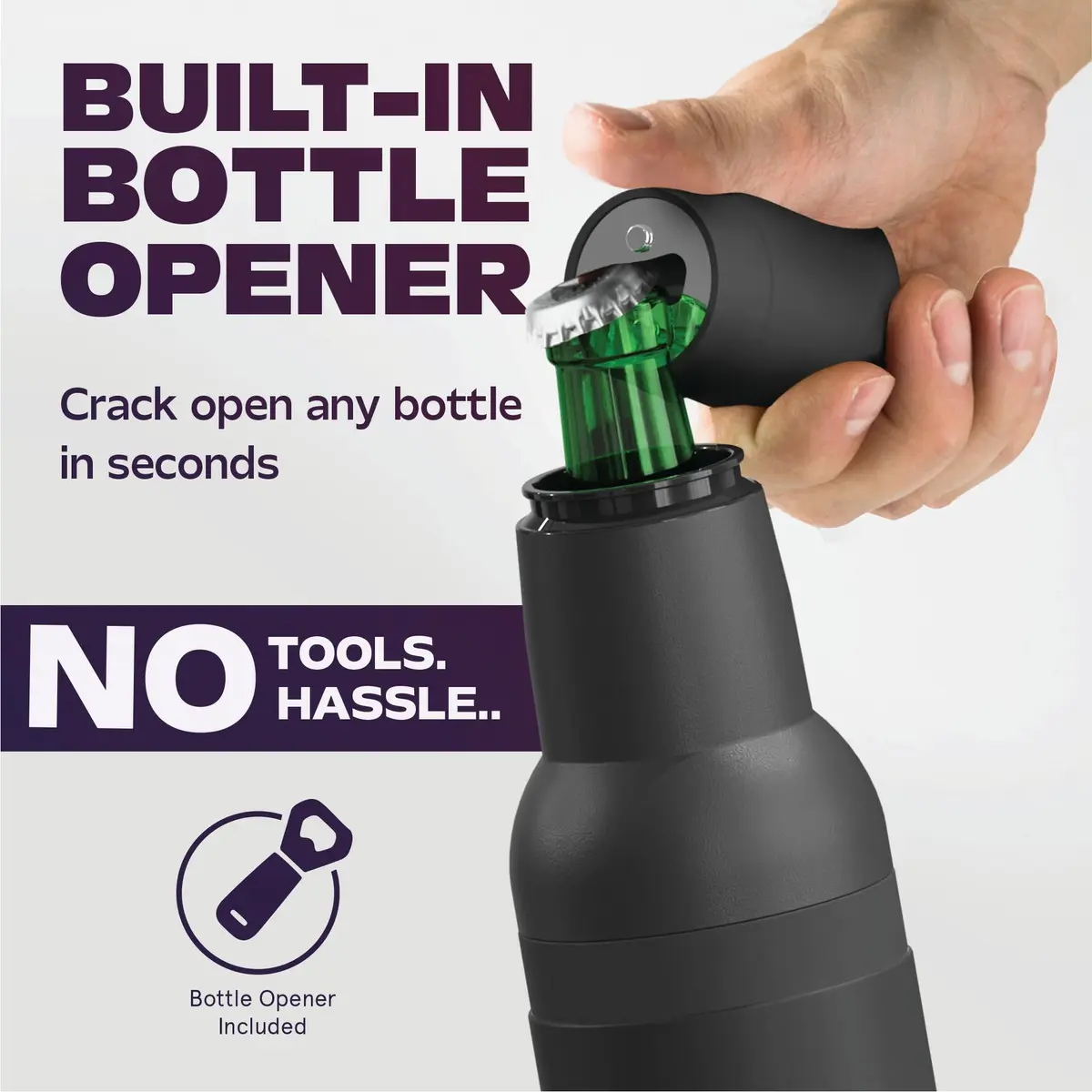 Asobu Frosty Beer Holder 2 Go Vacuum Insulated Stainless Steel Beer Can and Bottle Cooler with Built-in Opener, 12oz (355ml) | Keeps Drinks Cold for 12 Hours - view 4