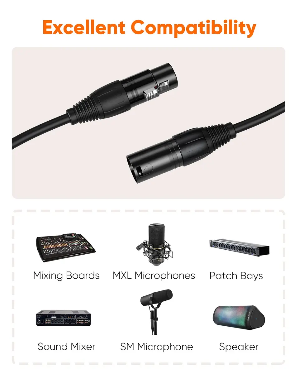 CableCreation 3Pin XLR Male to Female Balanced Microphone Extension Cable | 3 Meters, 10ft, Black - view 6