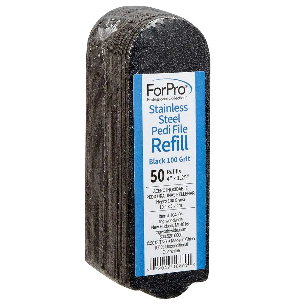 ForPro Stainless Steel Pedi File Refill 50ct 100 Grit | Water-Resistant Callus Remover - main product image
