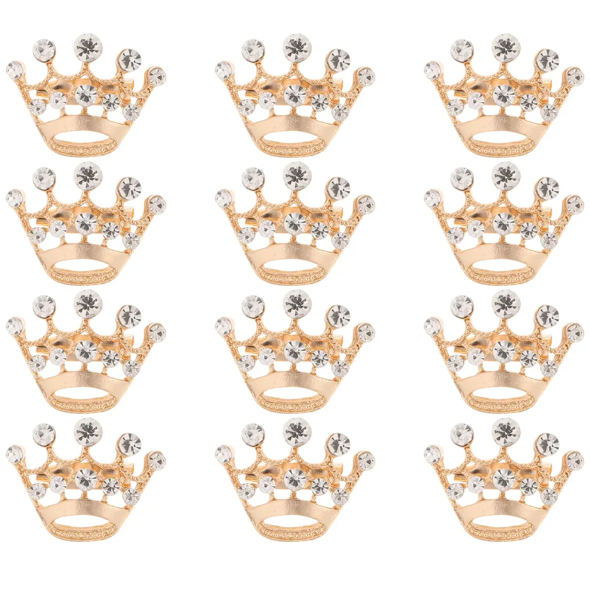ULTNICE 12pcs Tiara Crown Brooch Pin Gold | Elegant Wedding & Party Accessory - main product image