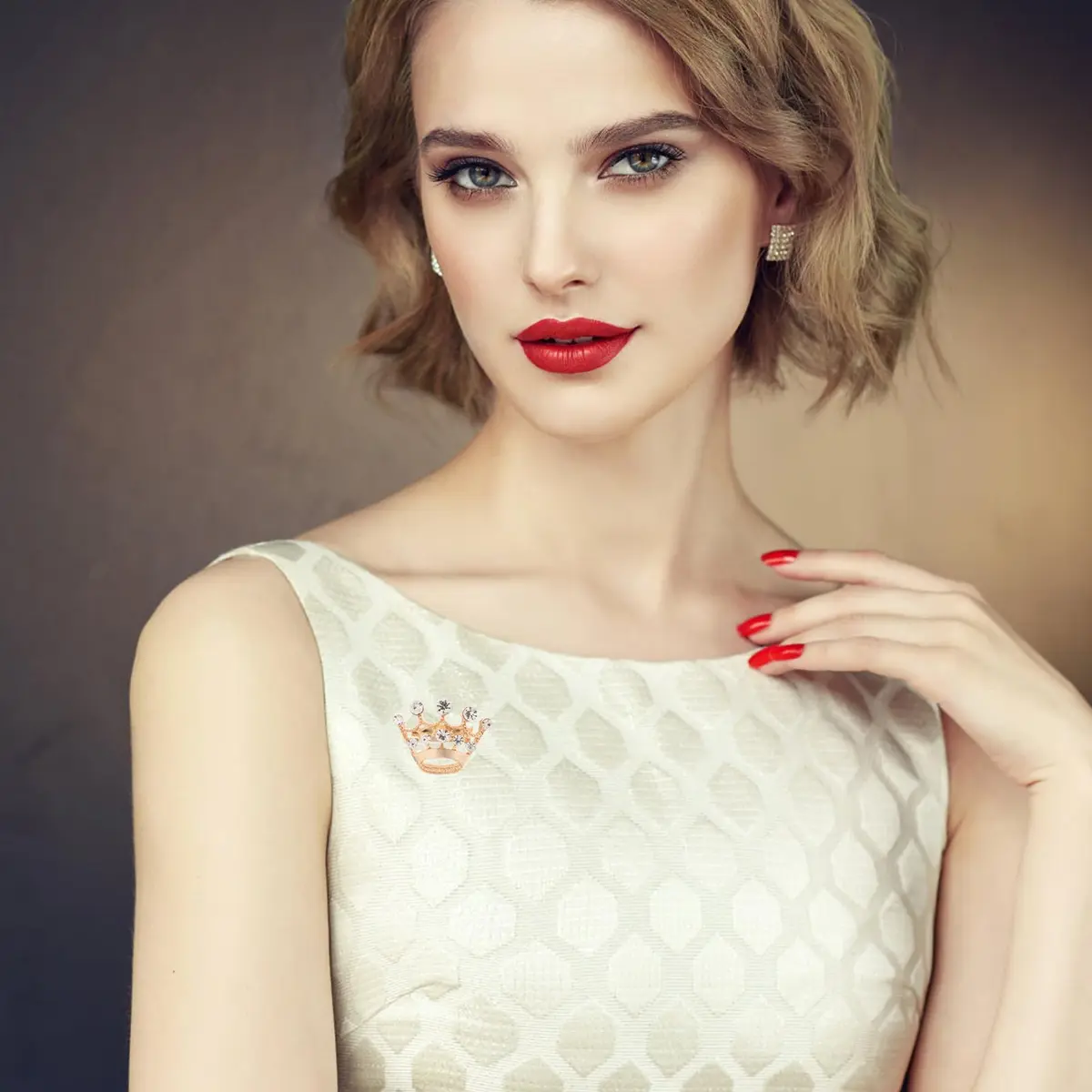 ULTNICE 12pcs Tiara Crown Brooch Pin Gold | Elegant Wedding & Party Accessory - view 7