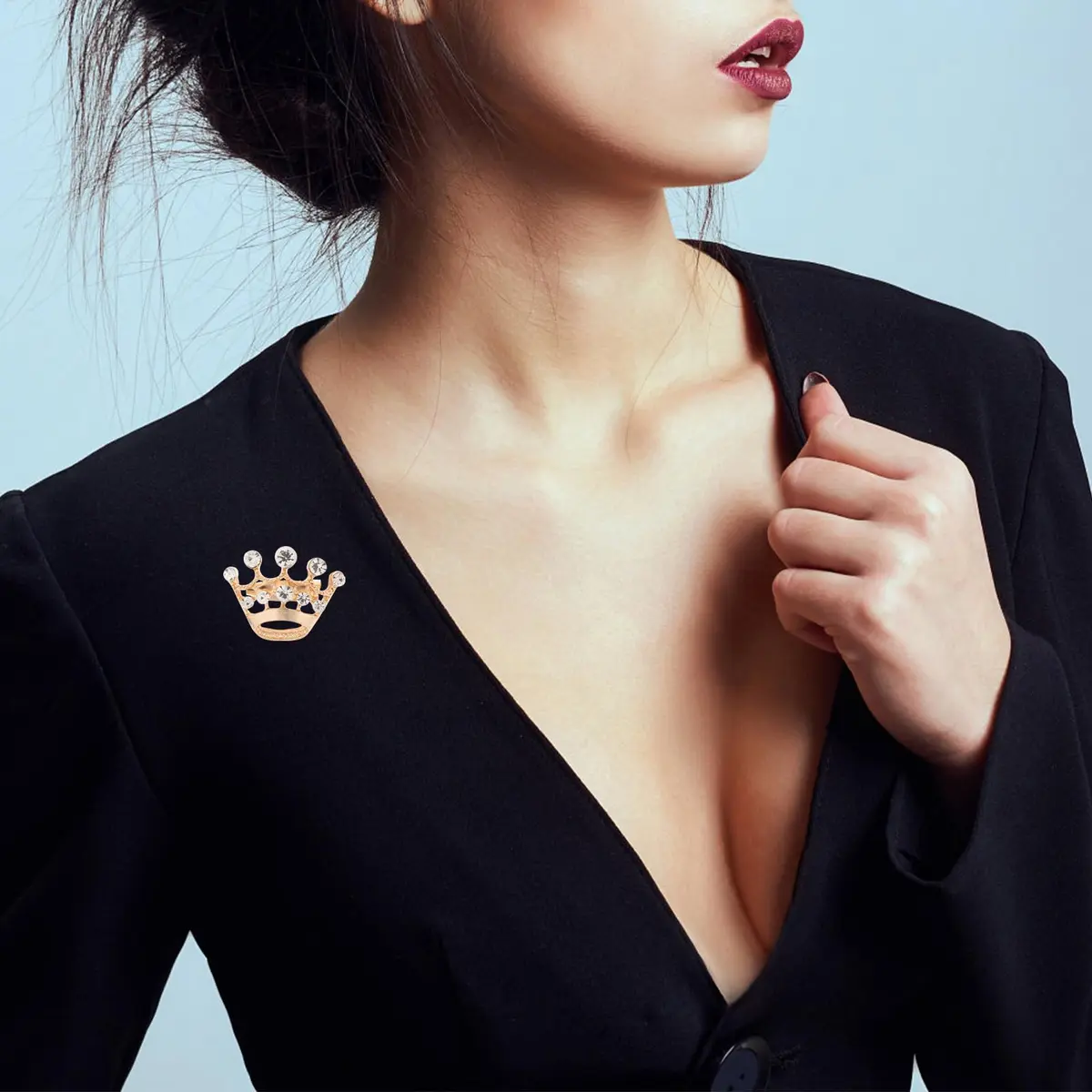 ULTNICE 12pcs Tiara Crown Brooch Pin Gold | Elegant Wedding & Party Accessory - view 8