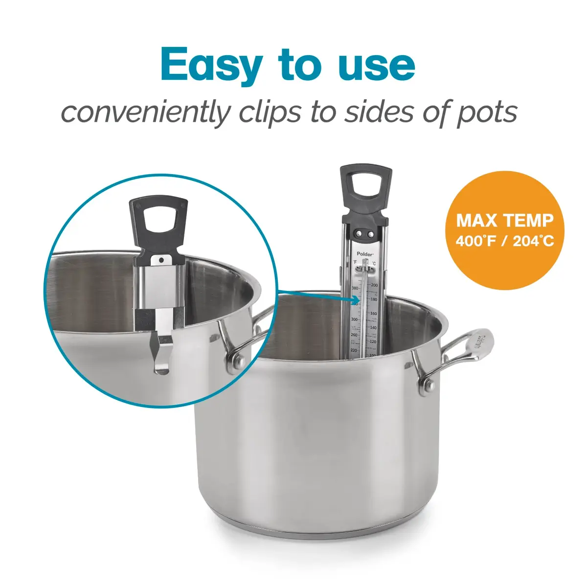 Polder Candy Jelly Deep Fry Thermometer Stainless Steel 14 inches (35.6 cm) | Accurate Readings for Confections and Frying - view 4