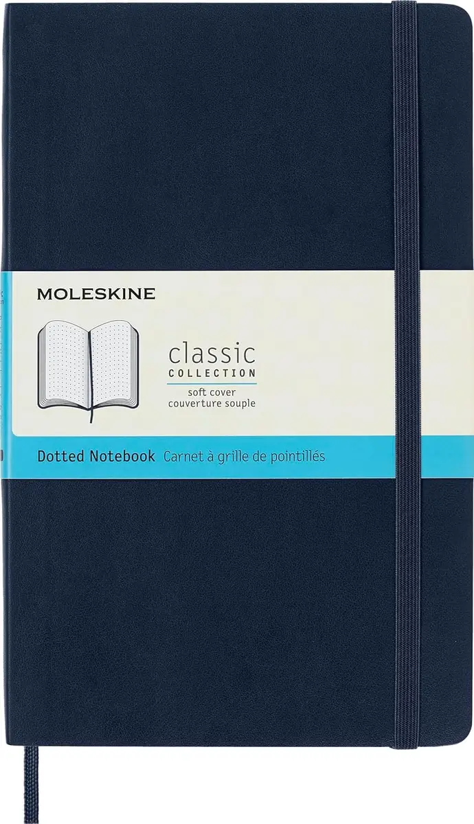 Moleskine Classic Notebook Large 5" x 8.25" Dotted Sapphire Blue | Durable Soft Cover for Creative Planning - main product image