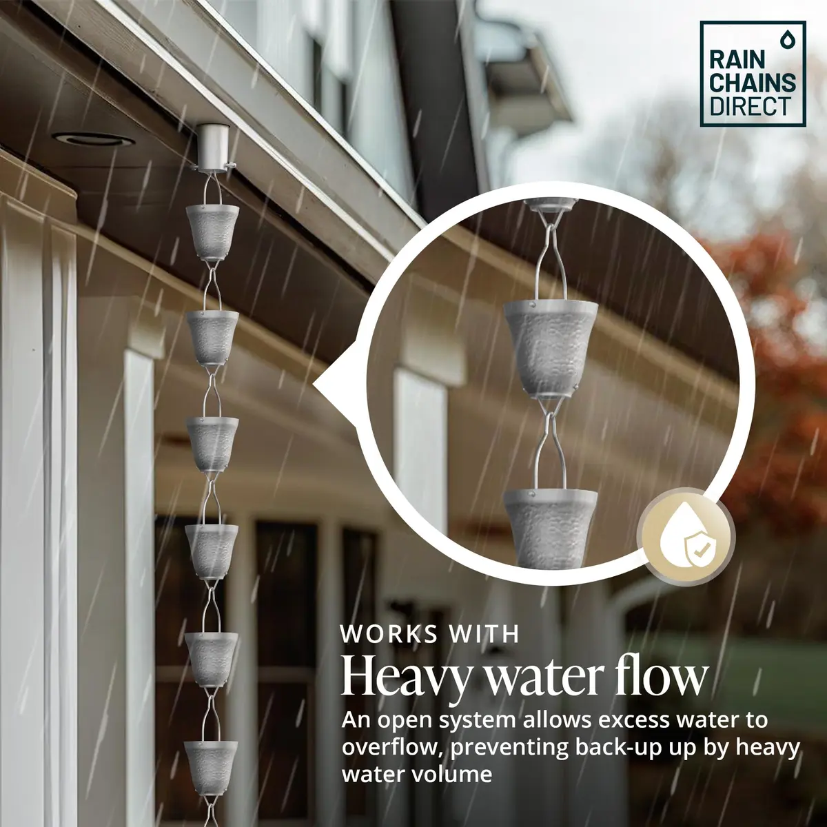 Rain Chains Direct Contempo Rain Chain 8.5 FT | Durable Milled Aluminum Gray for Outdoor Decor - view 7