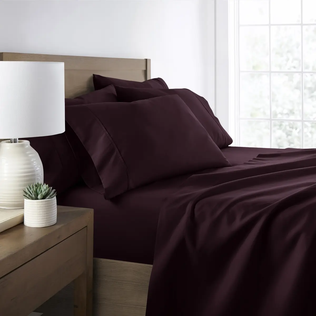 Linen Market King Sheet Set 6 Piece Purple | Ultra Soft & Breathable Cooling Microfiber - main product image