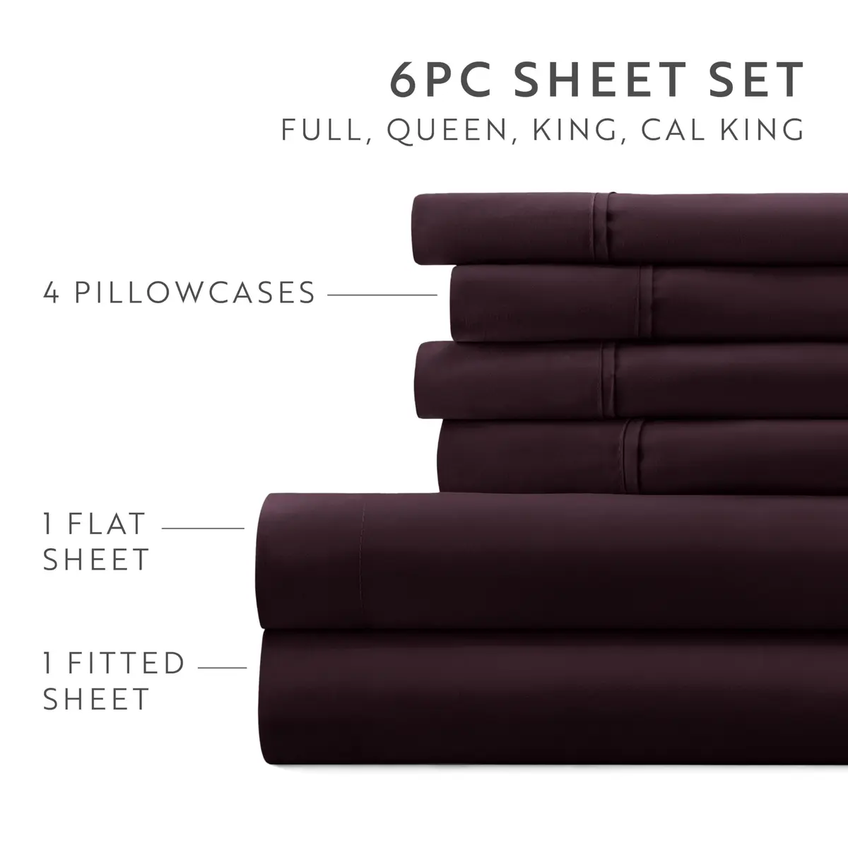 Linen Market King Sheet Set 6 Piece Purple | Ultra Soft & Breathable Cooling Microfiber - view 5