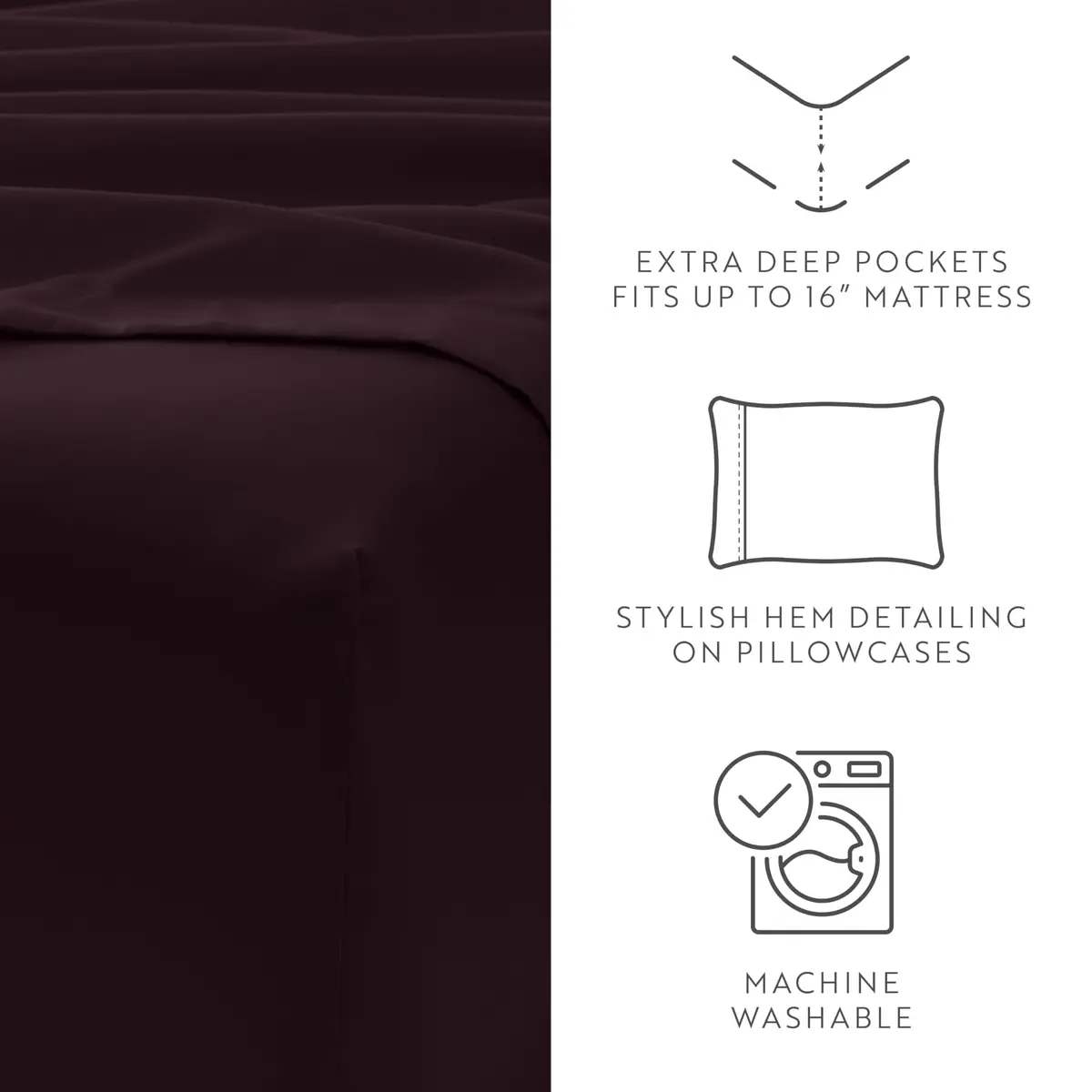 Linen Market King Sheet Set 6 Piece Purple | Ultra Soft & Breathable Cooling Microfiber - view 3