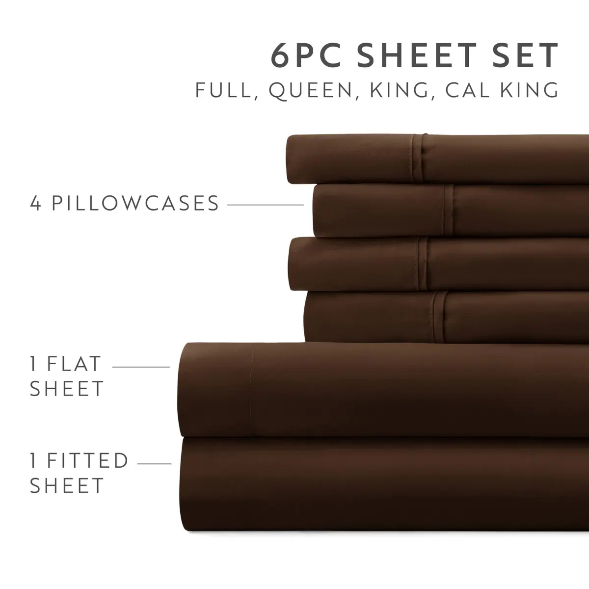 Linen Market 6 Piece Chocolate California King Sheet Set | 600 Thread Count Microfiber - view 5