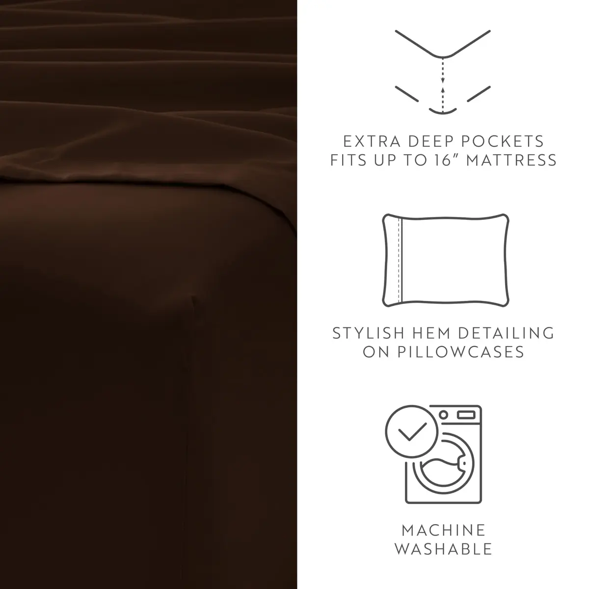 Linen Market 6 Piece Chocolate California King Sheet Set | 600 Thread Count Microfiber - view 3
