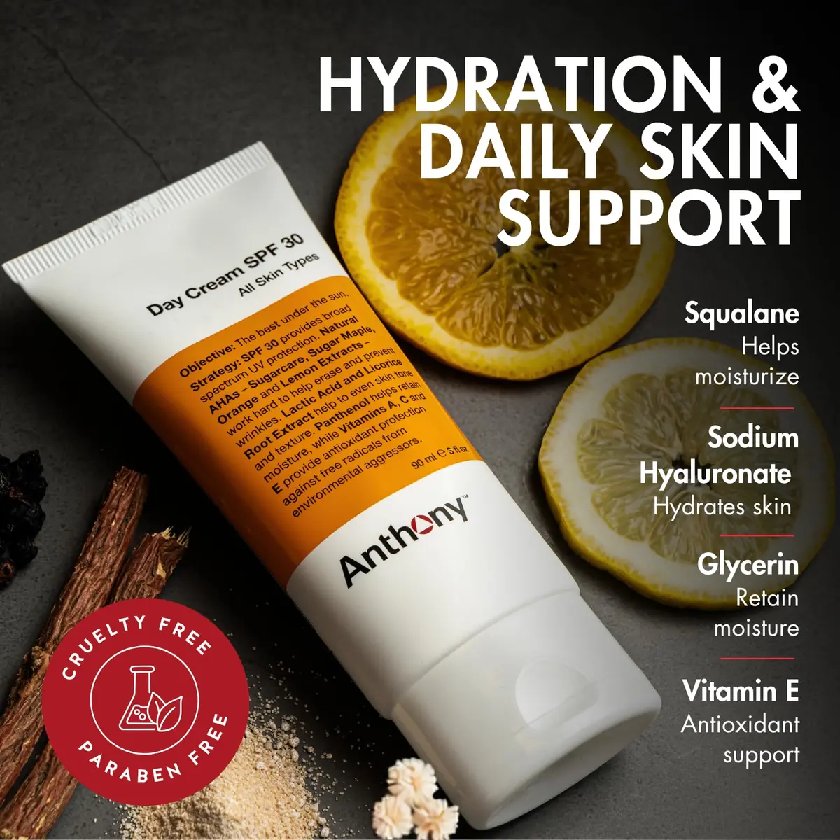 Anthony Day Cream SPF 30 Face Moisturizer, 3 Fl Oz | Broad Spectrum Sun Protection with Hydrating Squalene & Vitamin E - view 7