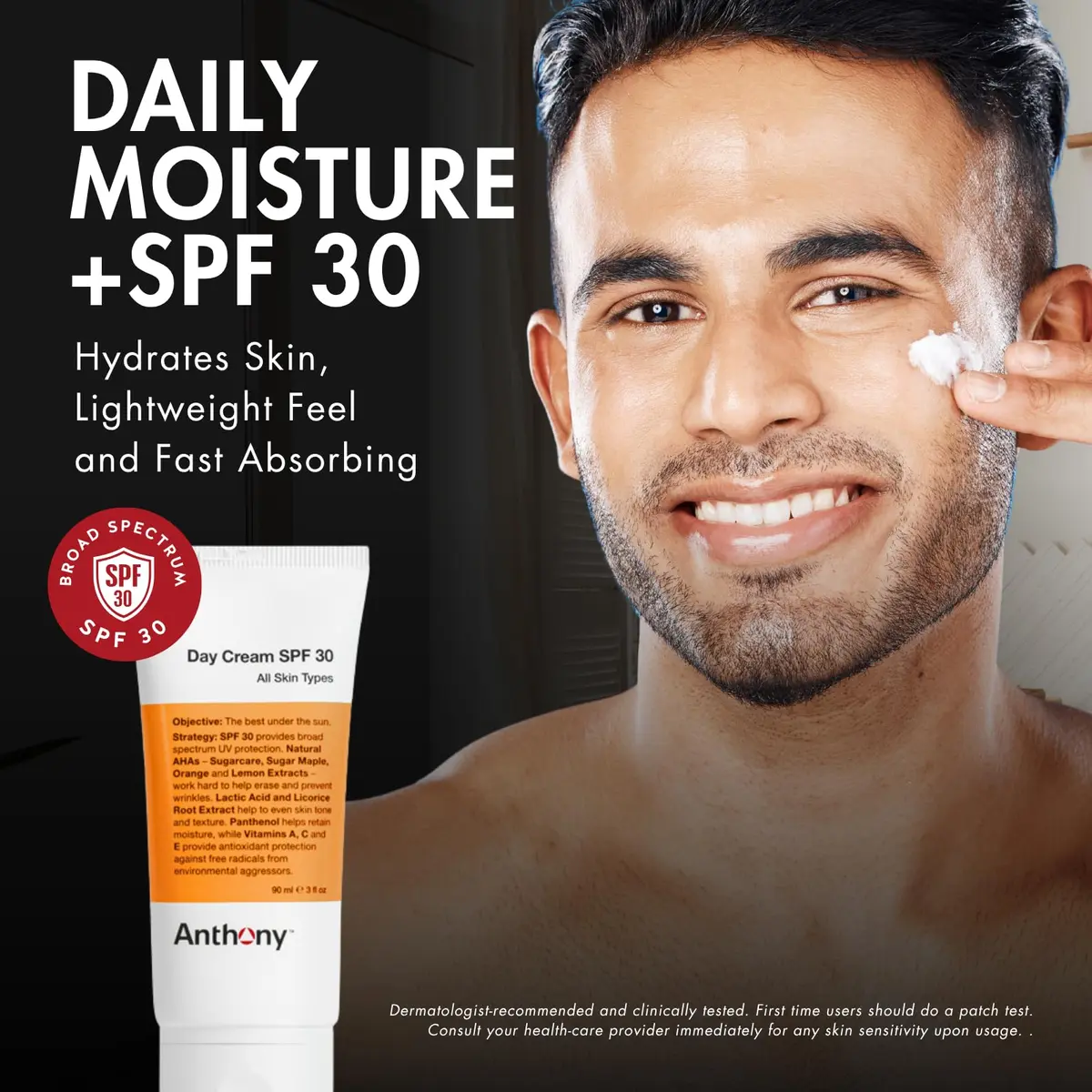 Anthony Day Cream SPF 30 Face Moisturizer, 3 Fl Oz | Broad Spectrum Sun Protection with Hydrating Squalene & Vitamin E - view 2