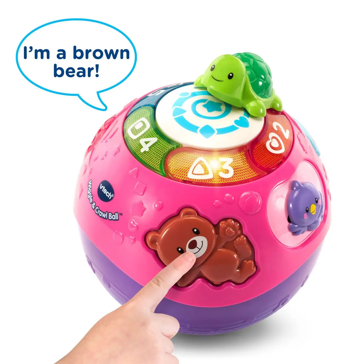 VTech Wiggle and Crawl Ball, Purple | Interactive Baby Toy for Crawling & Motor Skills (6.5" x 7" x 6.5") - view 3