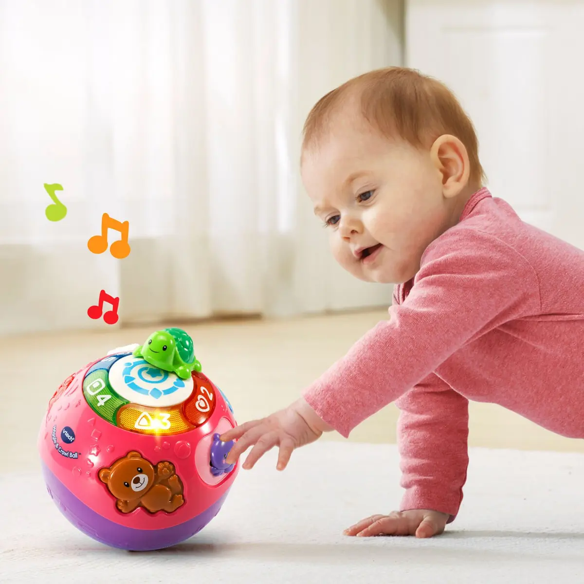 VTech Wiggle and Crawl Ball, Purple | Interactive Baby Toy for Crawling & Motor Skills (6.5" x 7" x 6.5") - view 6