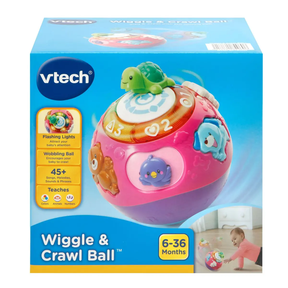 VTech Wiggle and Crawl Ball, Purple | Interactive Baby Toy for Crawling & Motor Skills (6.5" x 7" x 6.5") - view 7