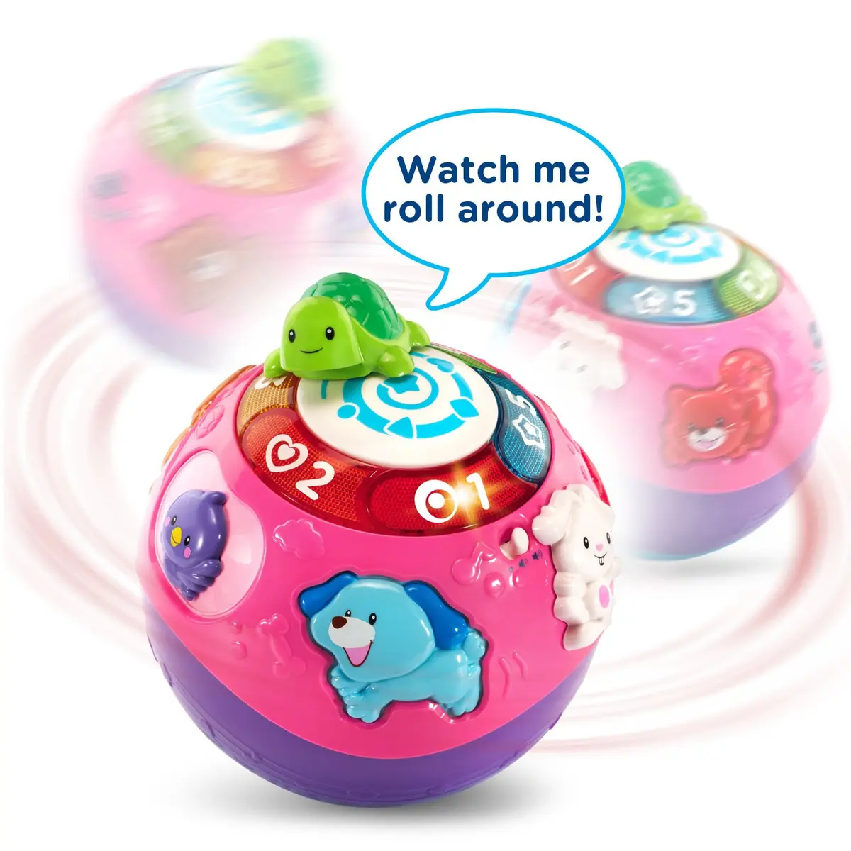 VTech Wiggle and Crawl Ball, Purple | Interactive Baby Toy for Crawling & Motor Skills (6.5" x 7" x 6.5") - view 2
