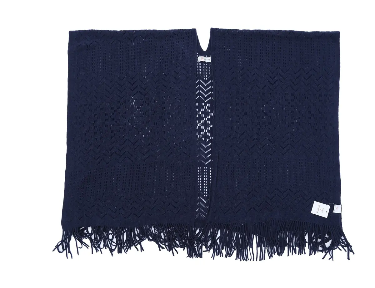 sy soul young Knit Shawl Wrap for Women Ladies Fringe Poncho Cape One Size Navy | Soft Acrylic, Casual & Warm - view 8
