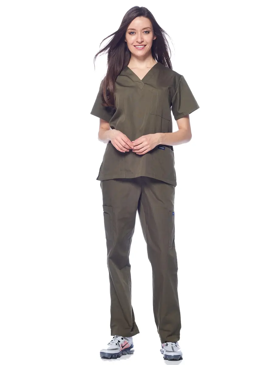 Dagacci Medical Uniform Scrubs Set Women & Men | Cotton-Polyester Blend, Olive, X-Small - view 2