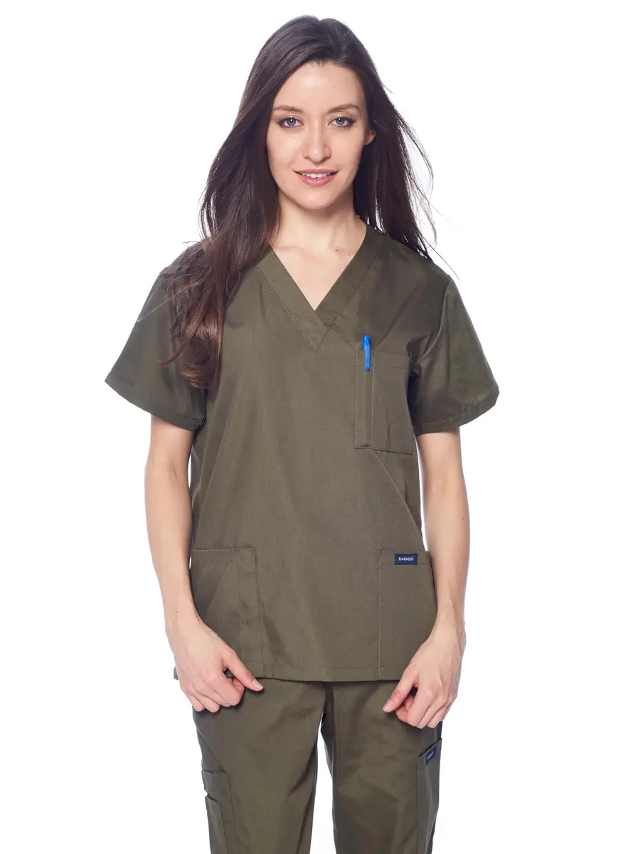 Dagacci Medical Uniform Scrubs Set Women & Men | Cotton-Polyester Blend, Olive, X-Small - view 4