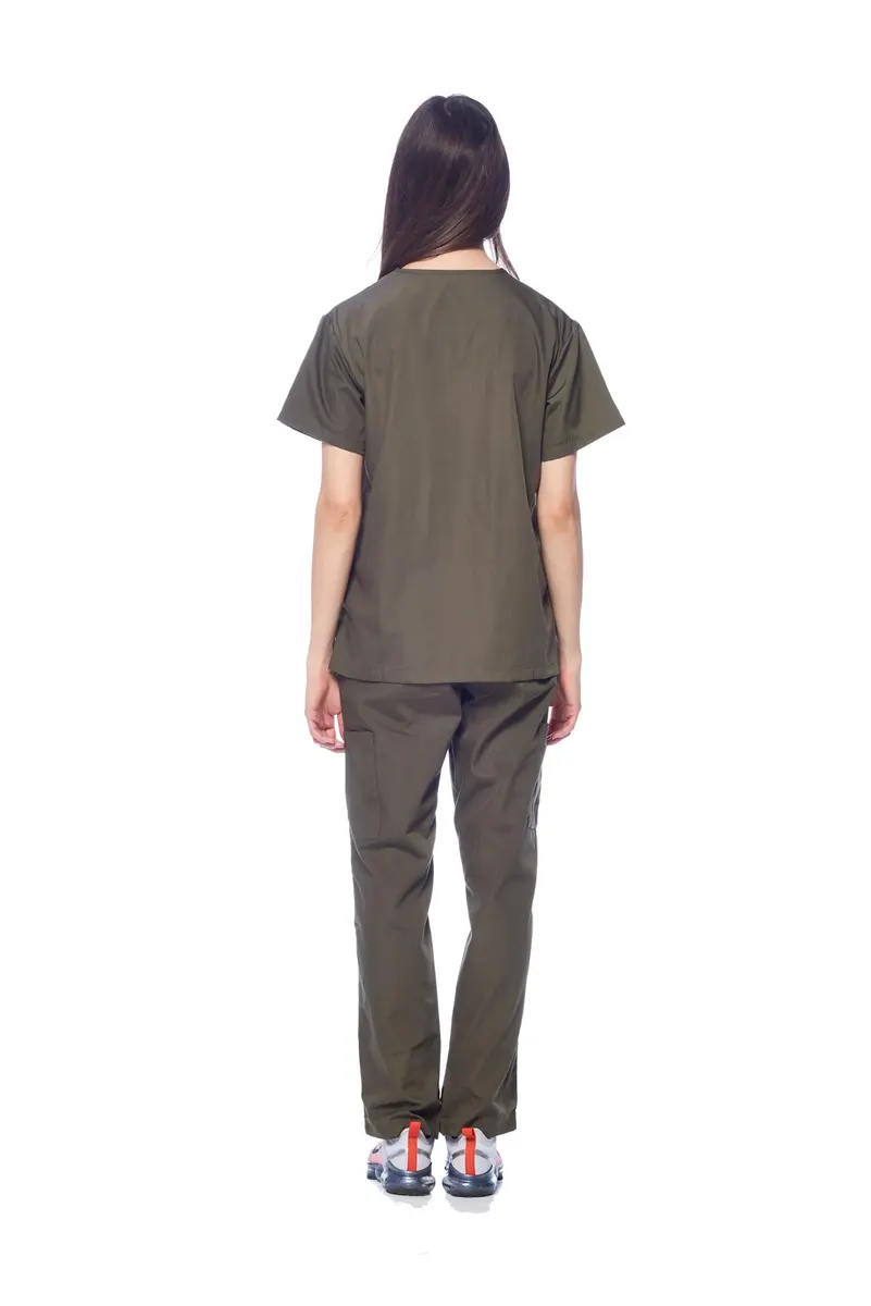 Dagacci Medical Uniform Womens Medical Scrub Set Shirt Top and Pant, Olive Green, Medium - view 7