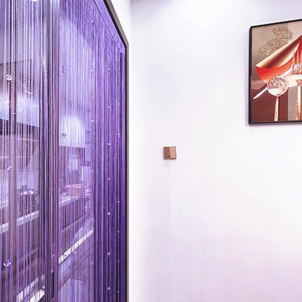 Eve Split Purple Curtain | Modern Room Divider for Wedding & Home (78.7"L x 39.3"W) - view 3