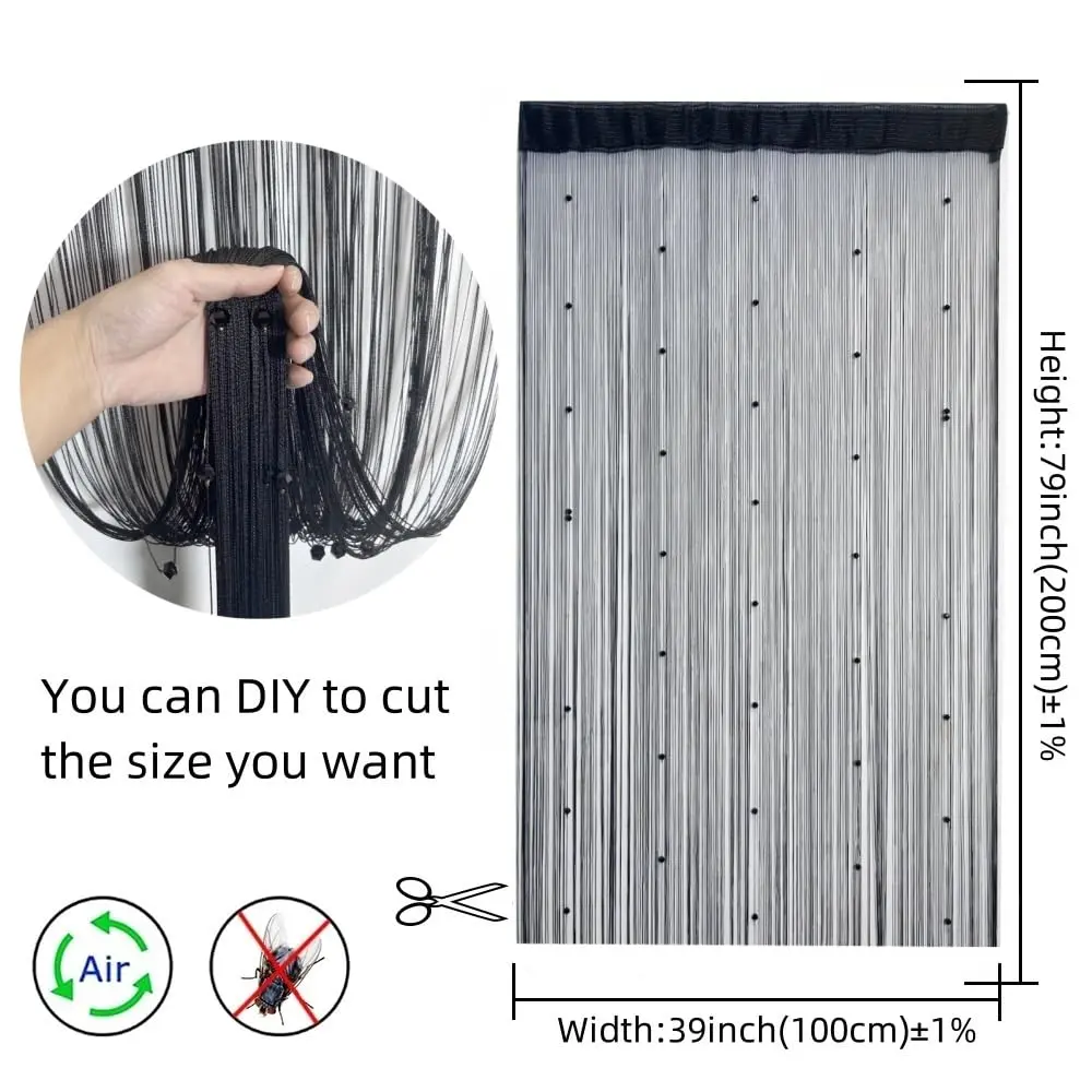 Eve Split Black Curtain 190-200cm high | Modern Grommet Room Divider (70-120 chars) - view 3