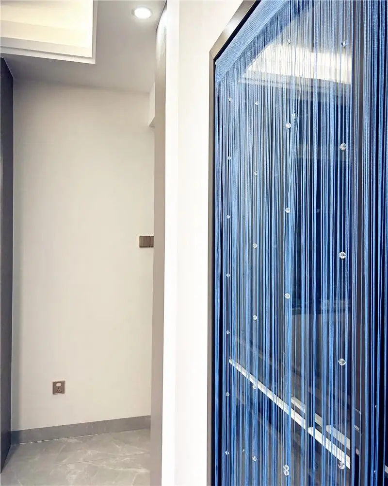 Eve Split Sky Blue Curtain 190-200cm High | Modern Beaded Door String Curtain - main product image