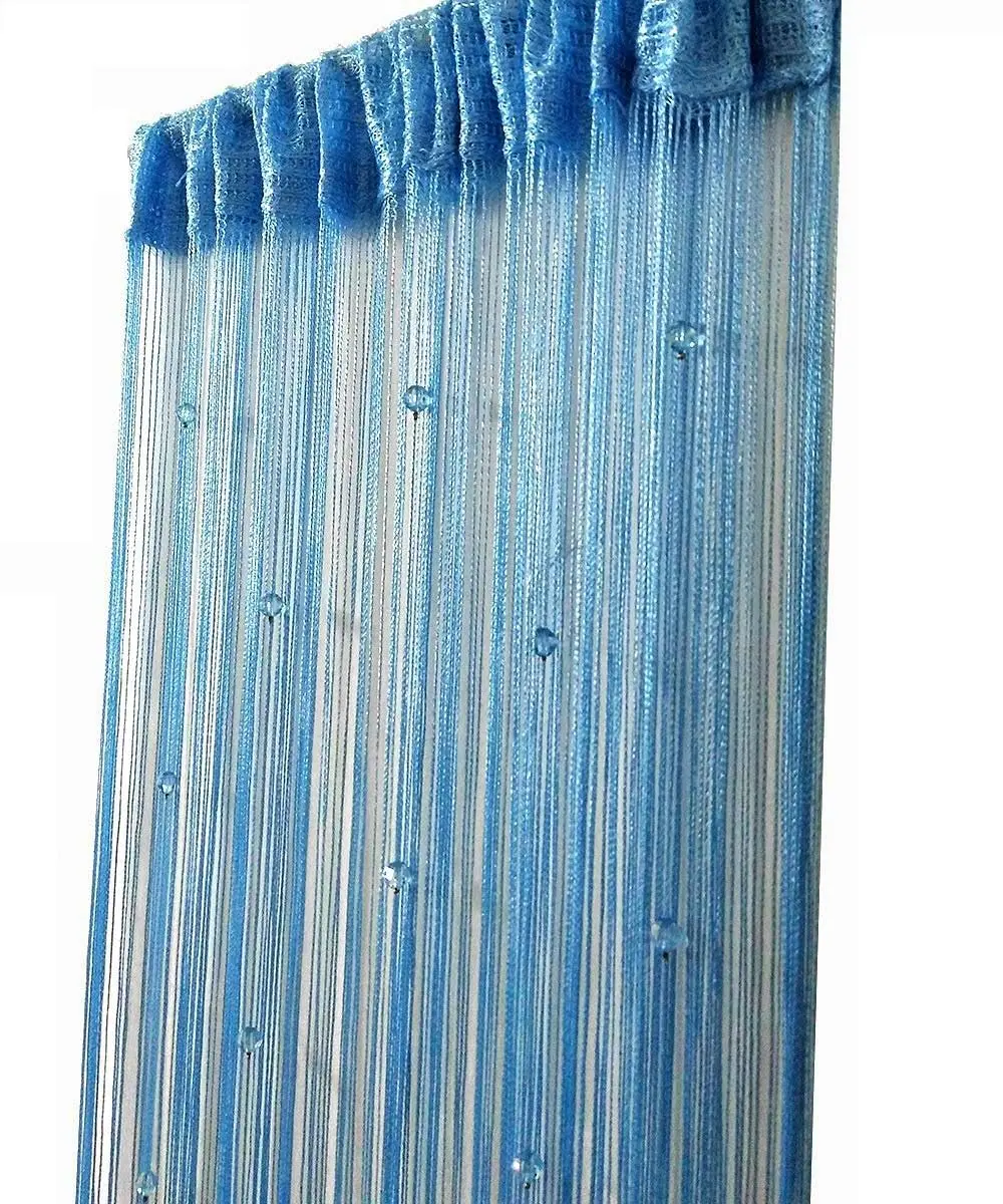 Eve Split Sky Blue Curtain 190-200cm High | Modern Beaded Door String Curtain - view 6